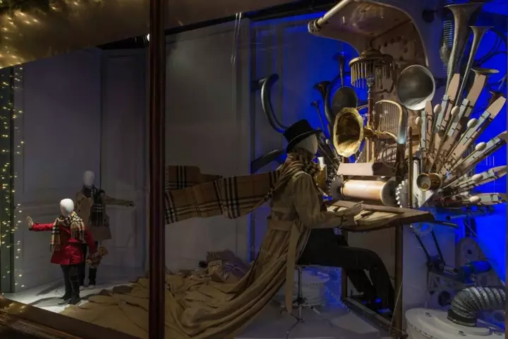 Christmas window display by Burberry and Harrods, London – UK
